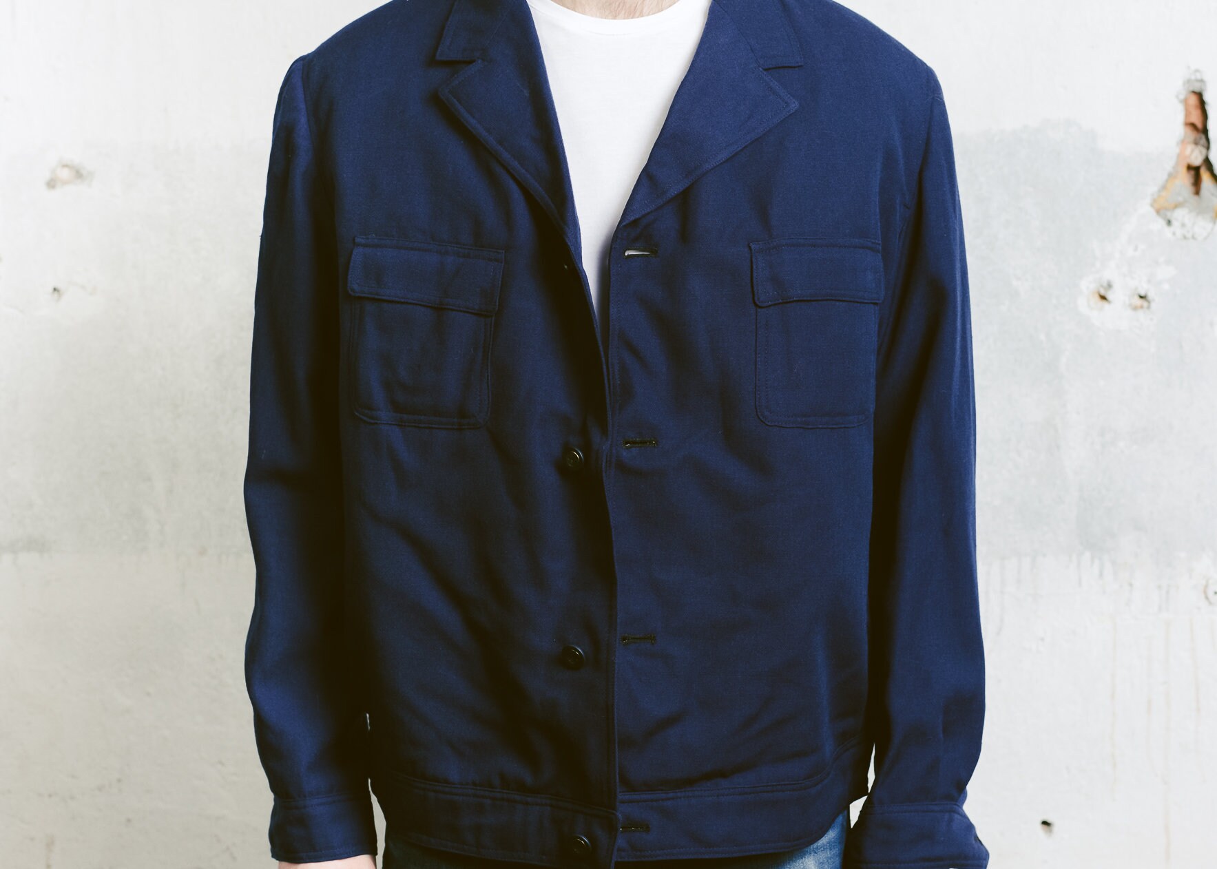 Navy Blue Jacket . 70s Work Jacket Vintage Workwear Indigo Blue 1970's ...