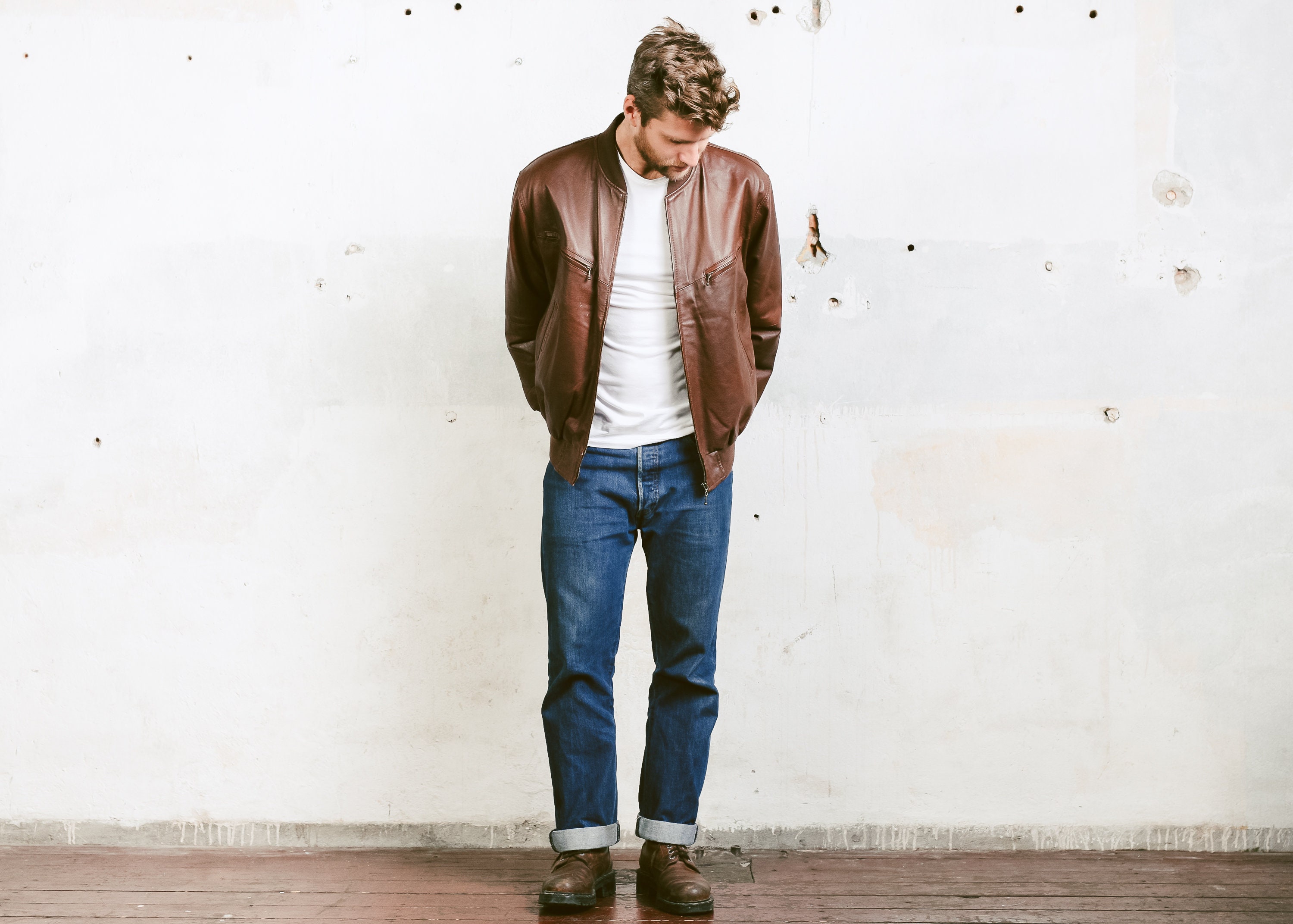 80s leather jacket look