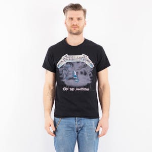 Men Metallica Band Tee, Size S/M Band Tee, Graphic T-Shirt, Retro Tee, Vintage Printed Tee, Y2K Music Band Tee, Grunge Clothing