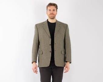 70s Vintage Beige Wool Blazer, Men's Size L