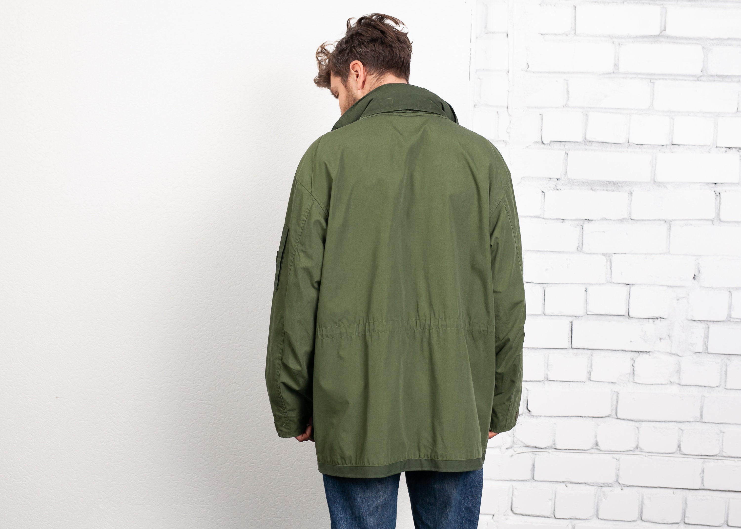 Military Style Parka Jacket . Vintage Hooded Windbreaker Jacket 90s