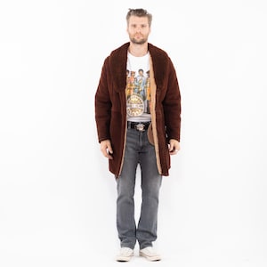 70&#39;s Sheepskin Shearling Coat, Men&#39;s Size L Vintage Shearling Coat, Western Ranch Wear, Western Apparel, Marlboro Man Coat, 70s Outerwear