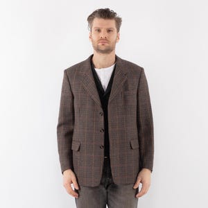 70&#39;s Plaid Tweed Style Wool Blazer, Size M Vintage Wool Jacket, Retro Sport Coat, Wool Jacket, Mens Clothing, Heritage Preppy Academia Wear