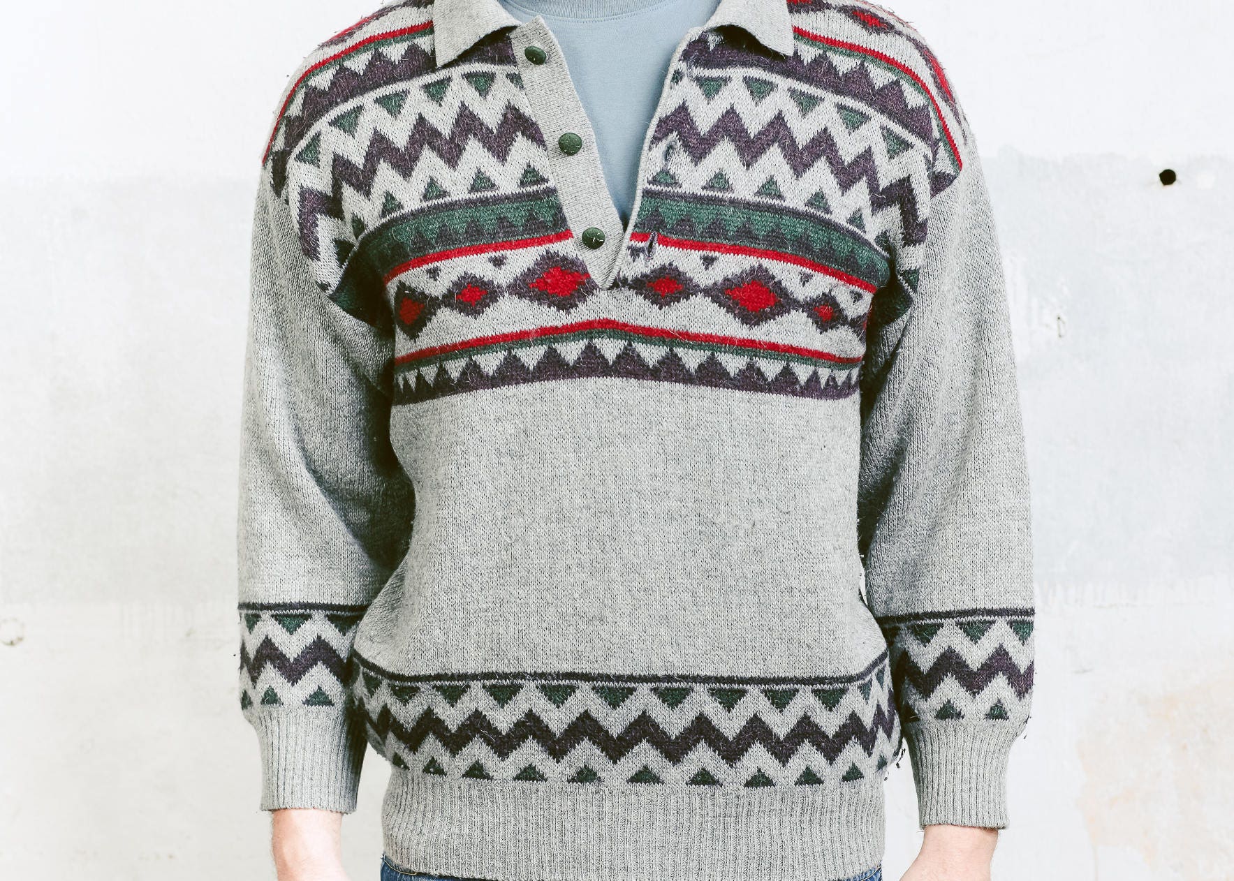 Aztec Print Sweater . Patterned Sweater Mens 90s Vintage Boyfriend ...