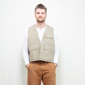 Vintage 80&#39;s hunting Vest green men 1980&#39;s hunter waistcoat sleeveless jacket outdoors vest hiking vest size medium m