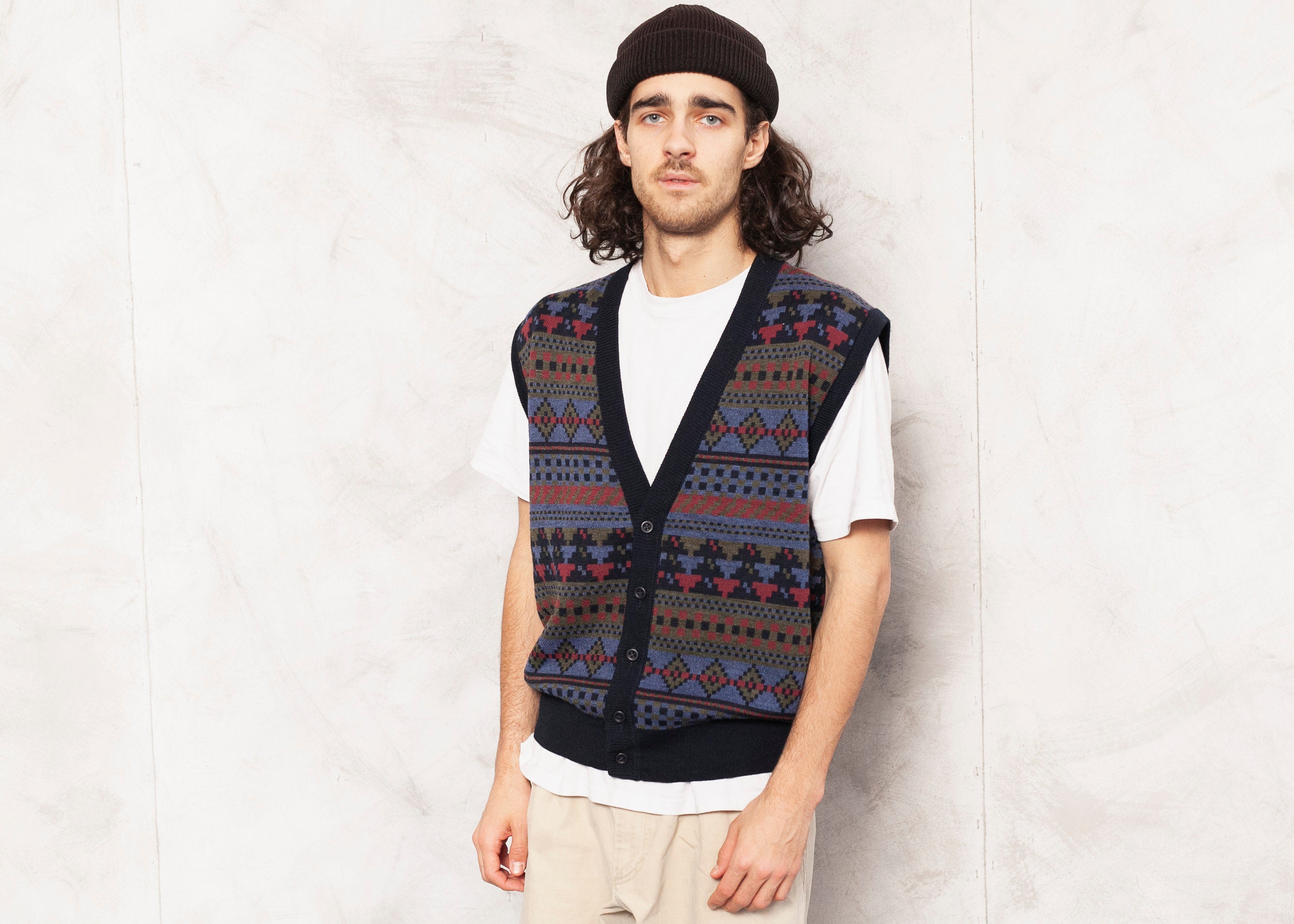 mens sleeveless sweater vest with buttons