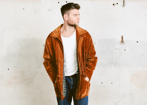 Manteau Parka en suedine vintage. Homme velours veste marron manteau isole 90 s manteau velours Parka veste homme pardessus. taille L Large Etsy France