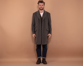 Classic Wool Coat 90s, Wool Coat In Gray Size L, Vintage Wool Coat, Spring Wool Coat, 90s Coat, Minimalist Coat, Men Vintage Outerwear