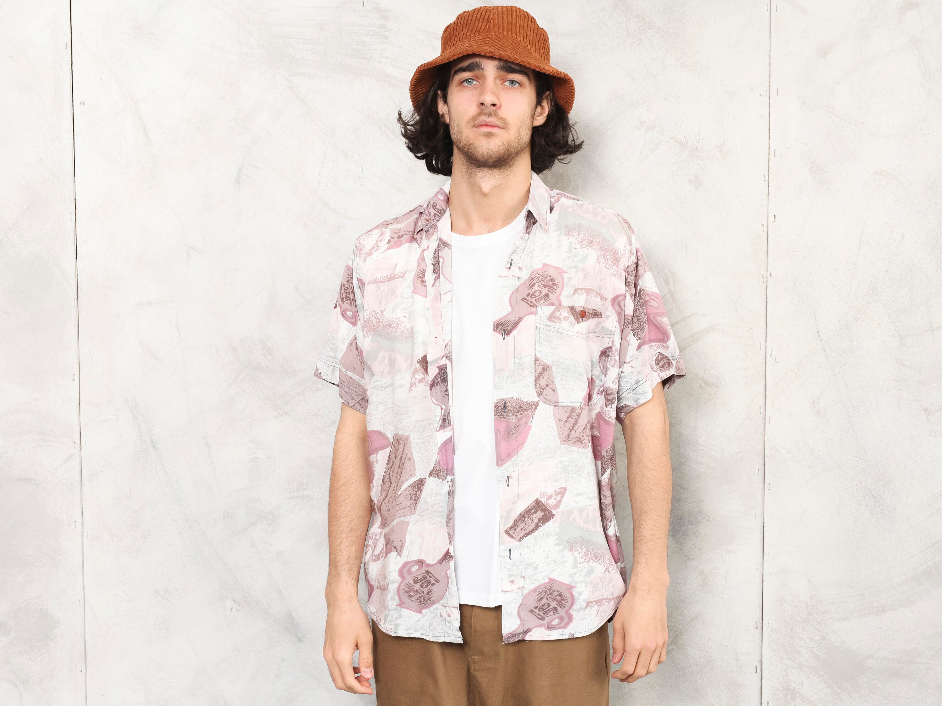 Boho Shirt Men abstract summer vintage 