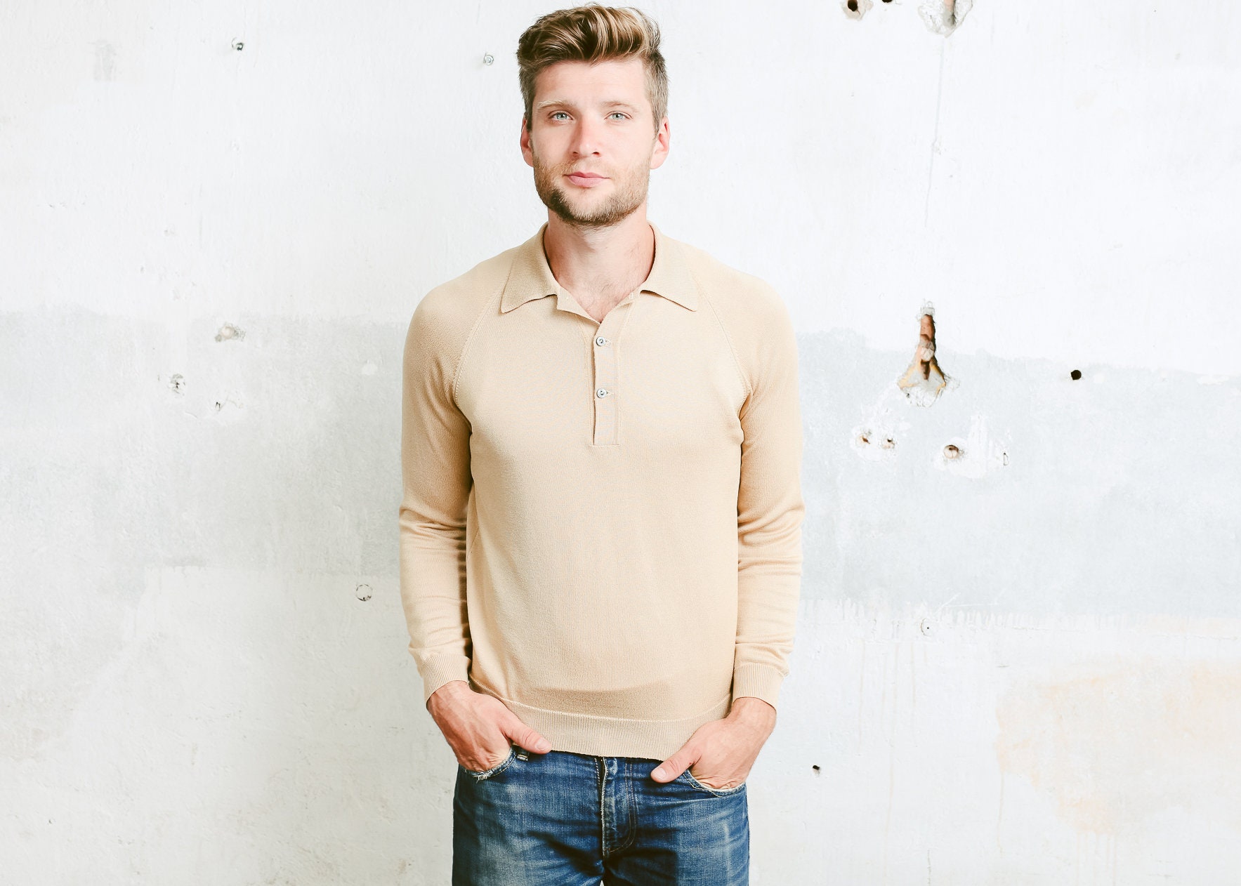 mens polo style sweater