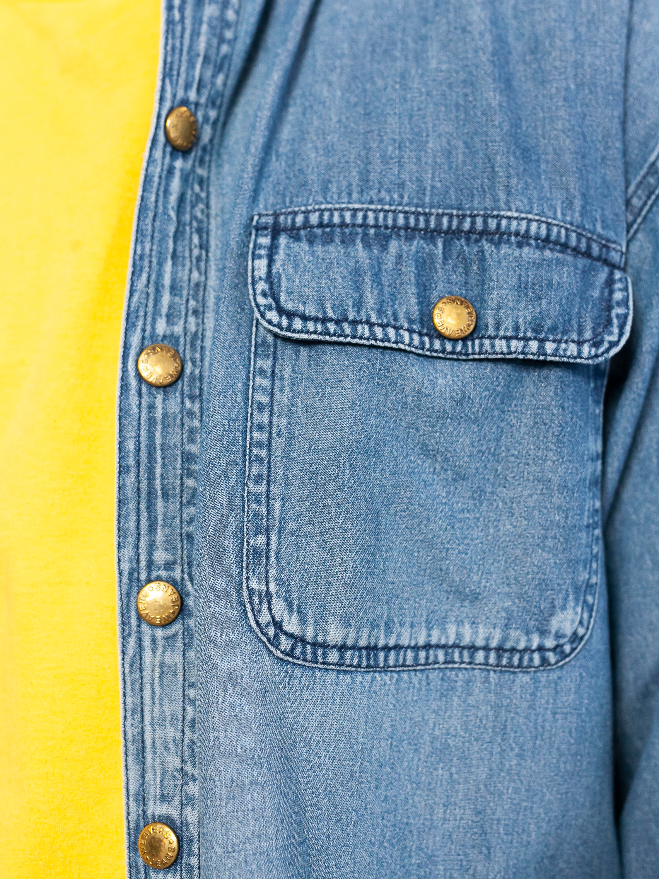 Long Sleeve Shirt denim men shirt vintage 90s jean shirt western blue