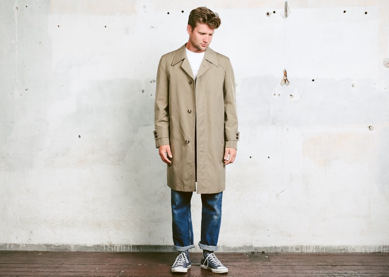 Vintage Brown Duster Coat . Men Long Jacket Mac Coat Single | Etsy