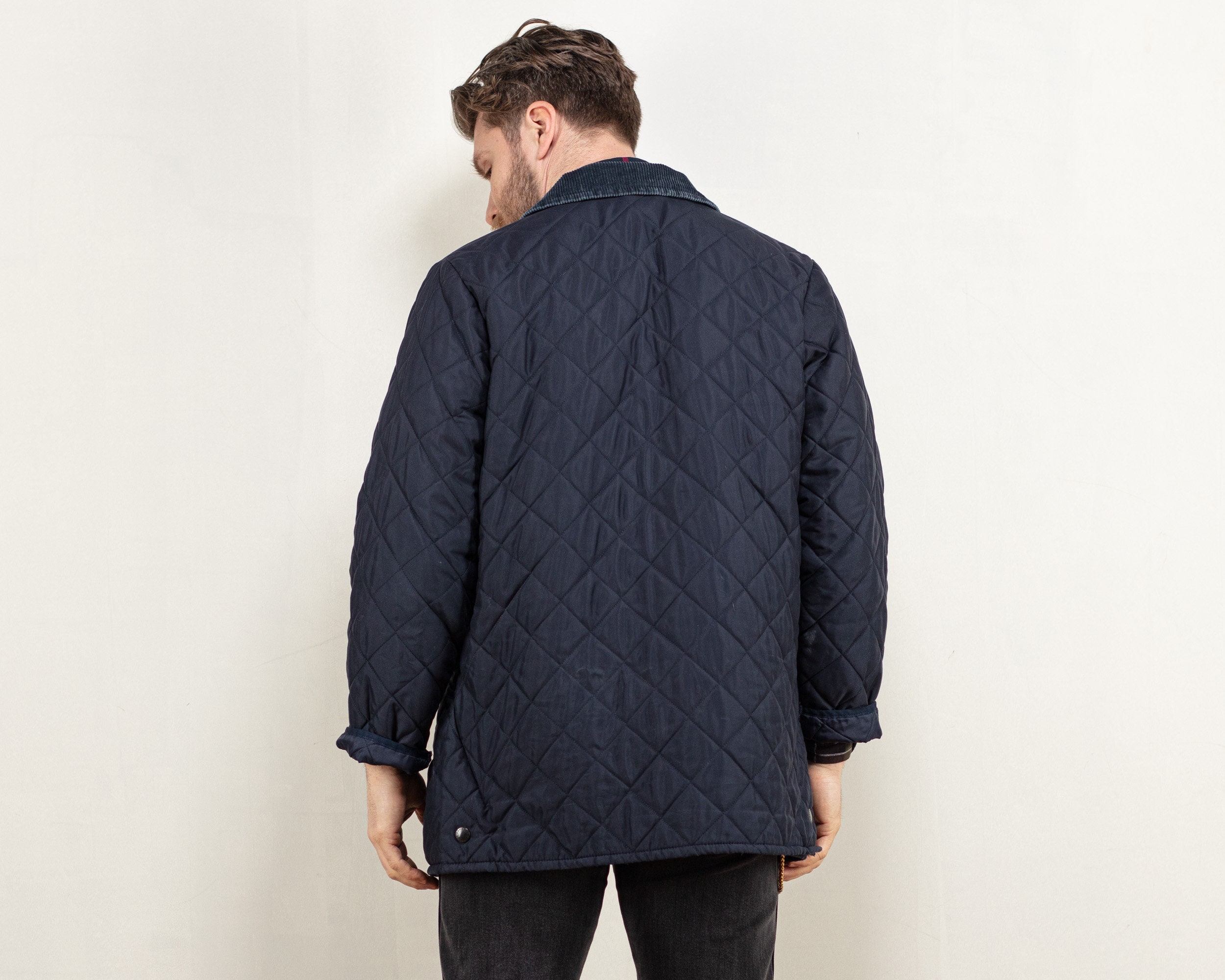 Barbour Jacket Men eskdale vintage 00s navy jacket diamond quilted
