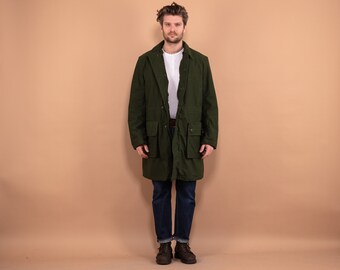 Zweedse militaire parka jas, maat XL, legerjas, namaakbont gevoerde legerjas, veldjachtjas, vintage kleding, herenkleding