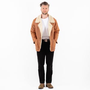 90s Brown Sheepskin Coat, Size M Vintage Shearling Coat, Retro Leather Coat, Yellowstone Coat, Rugged Western Coat, Mens Clothing