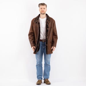 00s Men&#39;s Sheepskin Shearling Coat, Size XL Shearling Overcoat, Western Outerwear, Old Fashioned, Shearling Coat, Men&#39;s Coat, Gift For Him