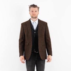 Plaid Harris Tweed Blazer, Men's Size M Vintage Tweed Jacket, Retro Wool Blazer, Tweed Sport Coat, Old Money Style, Heritage Outerwear