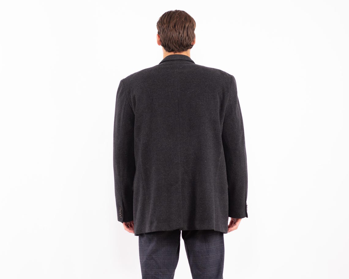 Vintage Gray Wool Blend Blazer, Size XL Retro Sport Coat, foto 3 de 5