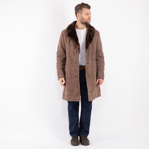 Vintage Men&#39;s Sheepskin Coat, Size L/XL Vintage Classic Shearling Coat, Western Apparel, Beige Overcoat, 70s Men Outerwear, BetaMenswear