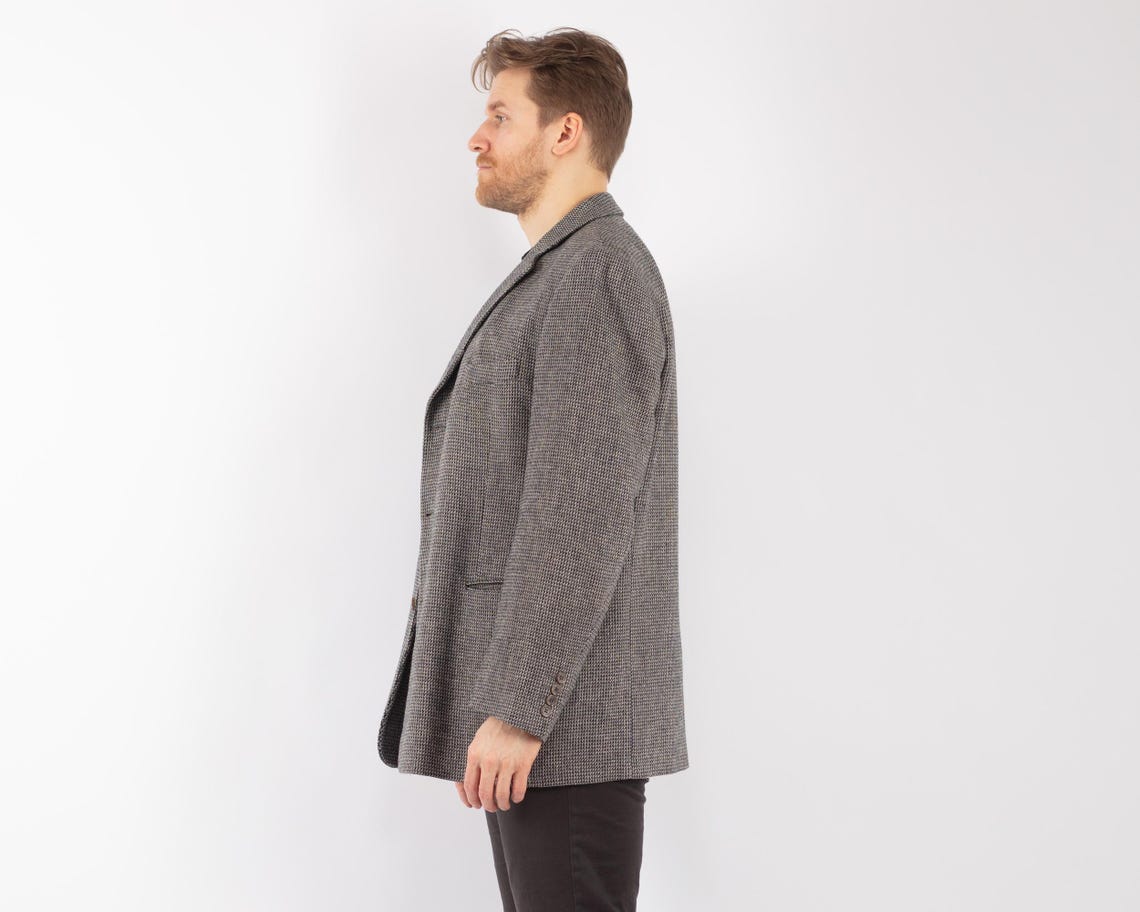 Vintage Gray Wool Blend Blazer, Size XL Retro Sport Coat, foto 3 di 5