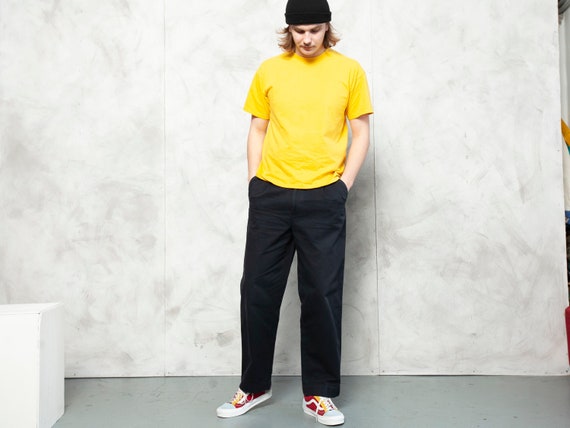 Casual Blue Pants vintage 90s flat front pants men