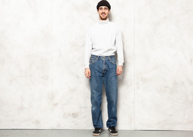 Henry Choice Jeans Men vintage men denim pants faded light wash zipper fly men/'s clothing boyfriend gift size 33-34