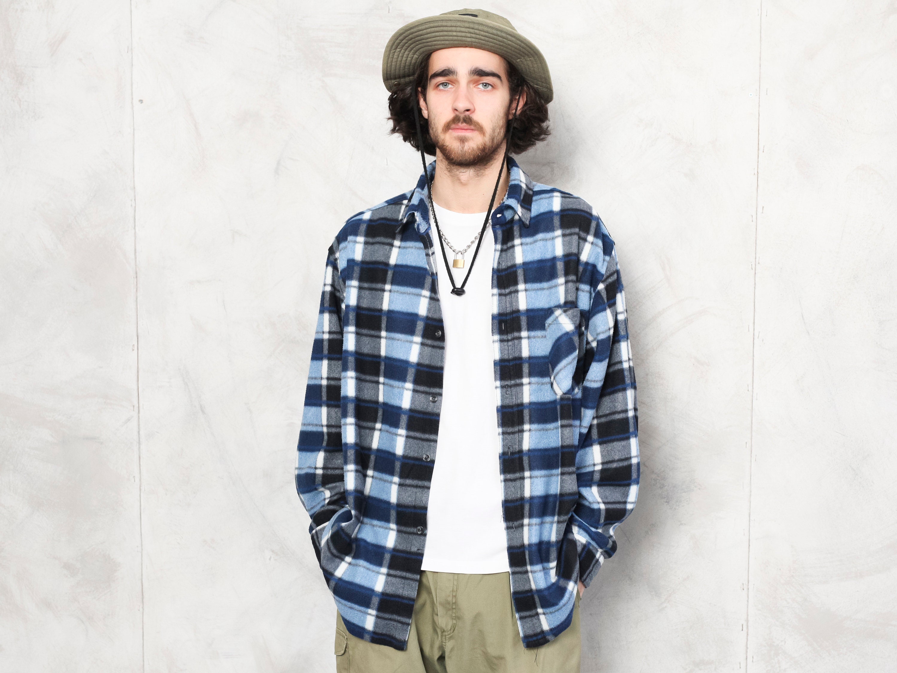 Blue Flannel Shirt plaid vintage 90s 