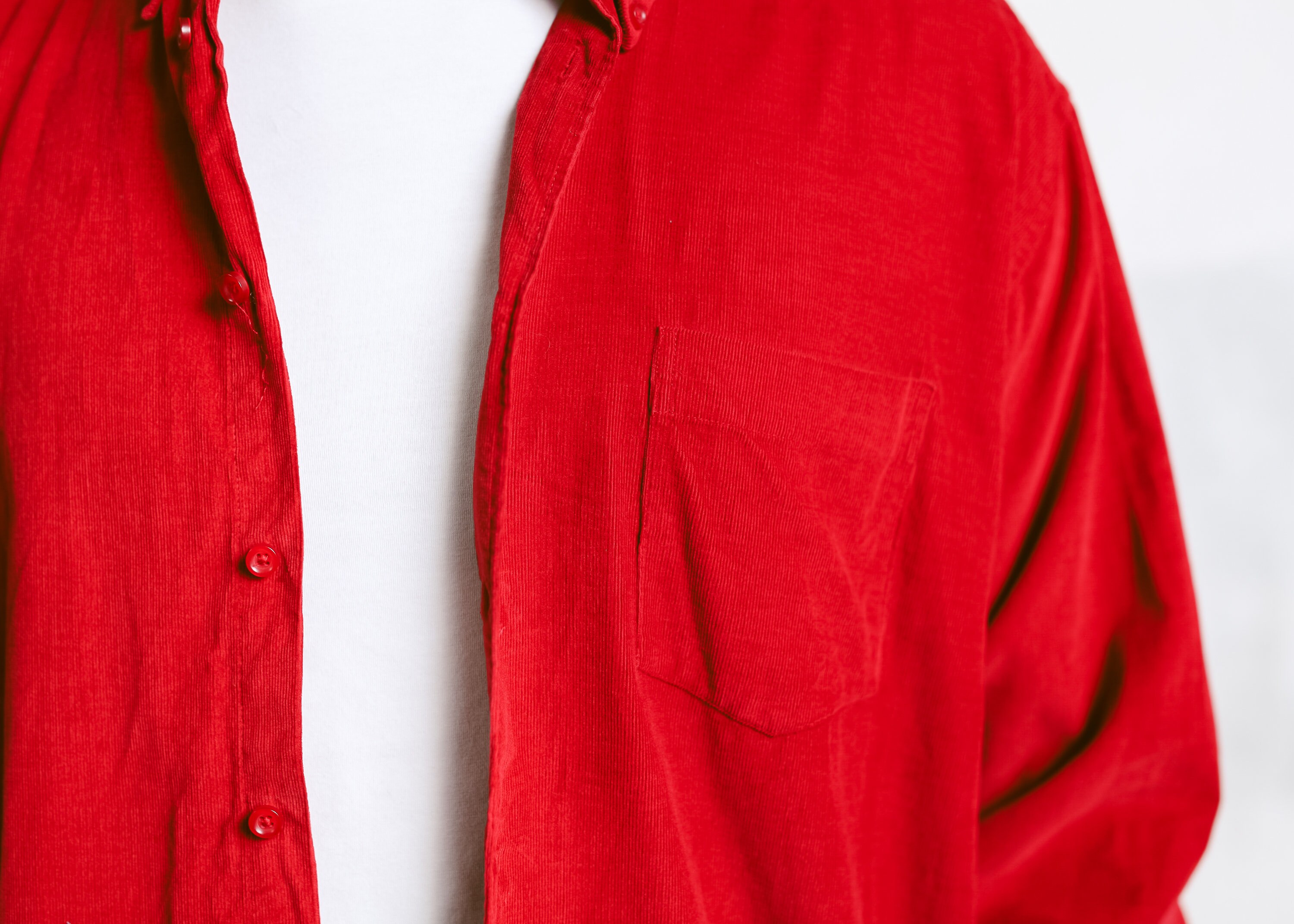 90s Corduroy Shirt . Vintage Red Shirt Oxford Shirt Long Sleeve Shirt Men's Minimalist Dark Red 