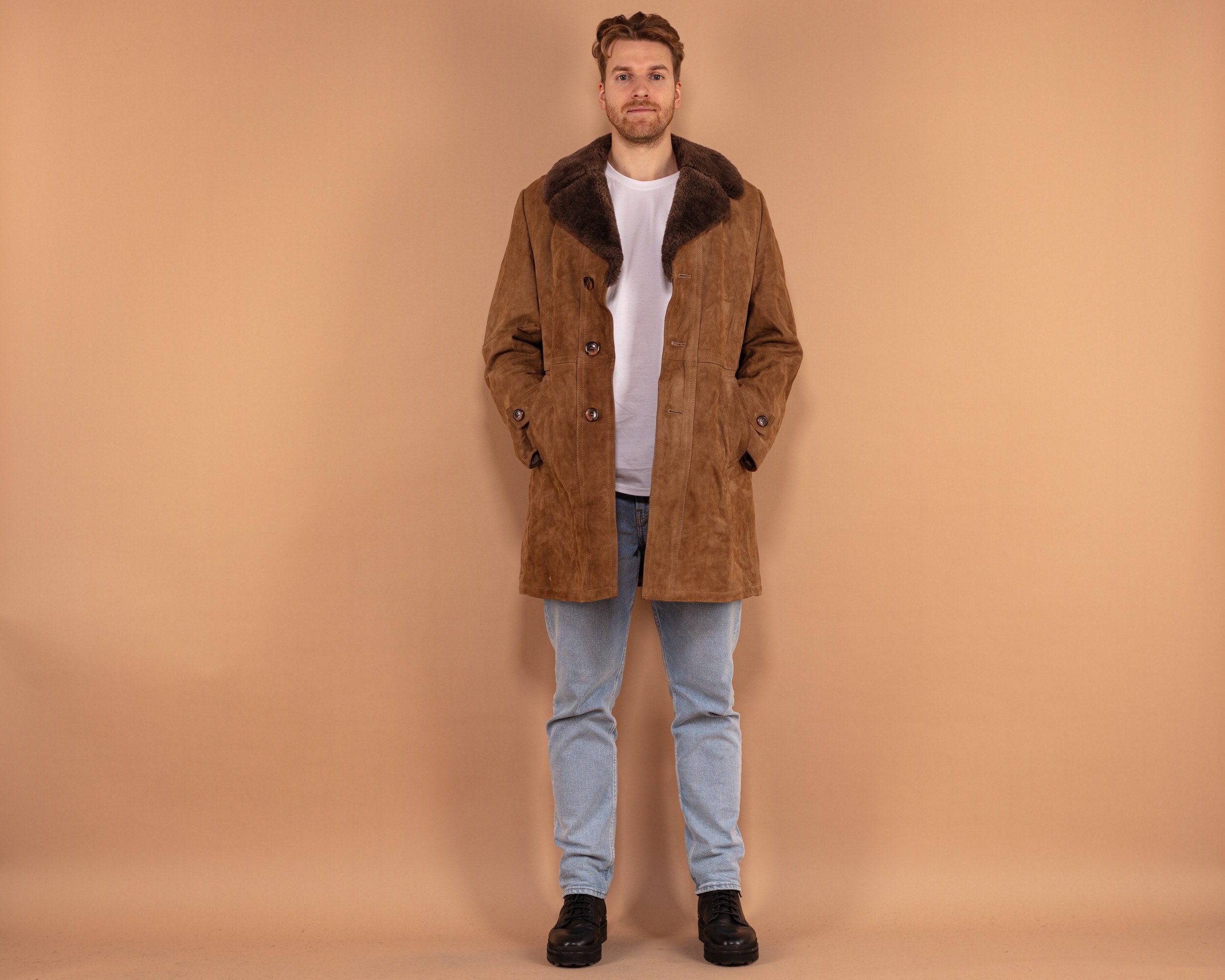 vintagecomeups - Vintage des années 70 en cuir Sherpa veste Montana