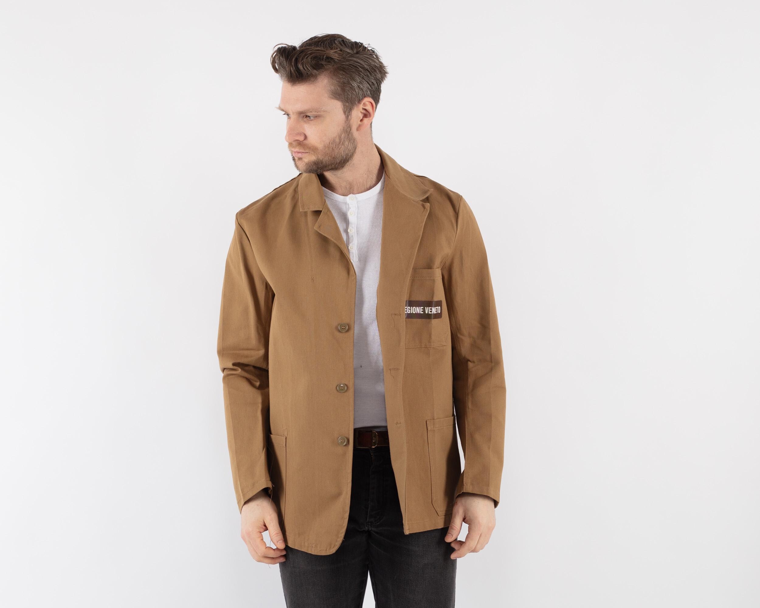 70s Beige Chore Jacket, Men Size L Vintage Work Jacket, Vintage