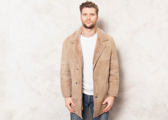 70s Vintage Suede Sheepskin Coat 70s Shearling Win