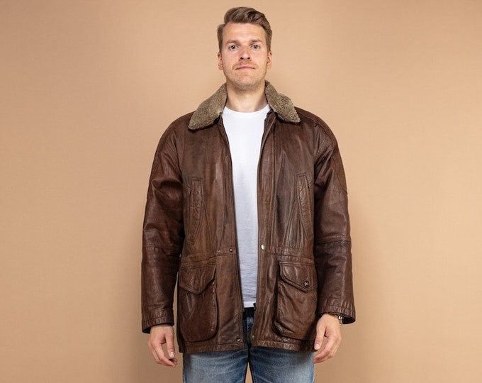 Vintage Leather Jacket, Size Extra Large XL, 80s Jacket, Spring Clothing, Mens Clothing, Old Fashioned Jacket, Leather Coat, BetaMenswear