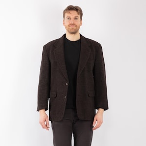 90s Men&#39;s Brown Blazer Jacket, Men&#39;s Size M/L Vintage Wool Jacket, Retro Sport Coat, Old Money Style, Mens Clothing, Heritage Style, Preppy