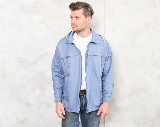 Blue Windbreaker Jacket spring men vintage 90s outdoor street jacket  gift for him sport jacket men clothing size large l