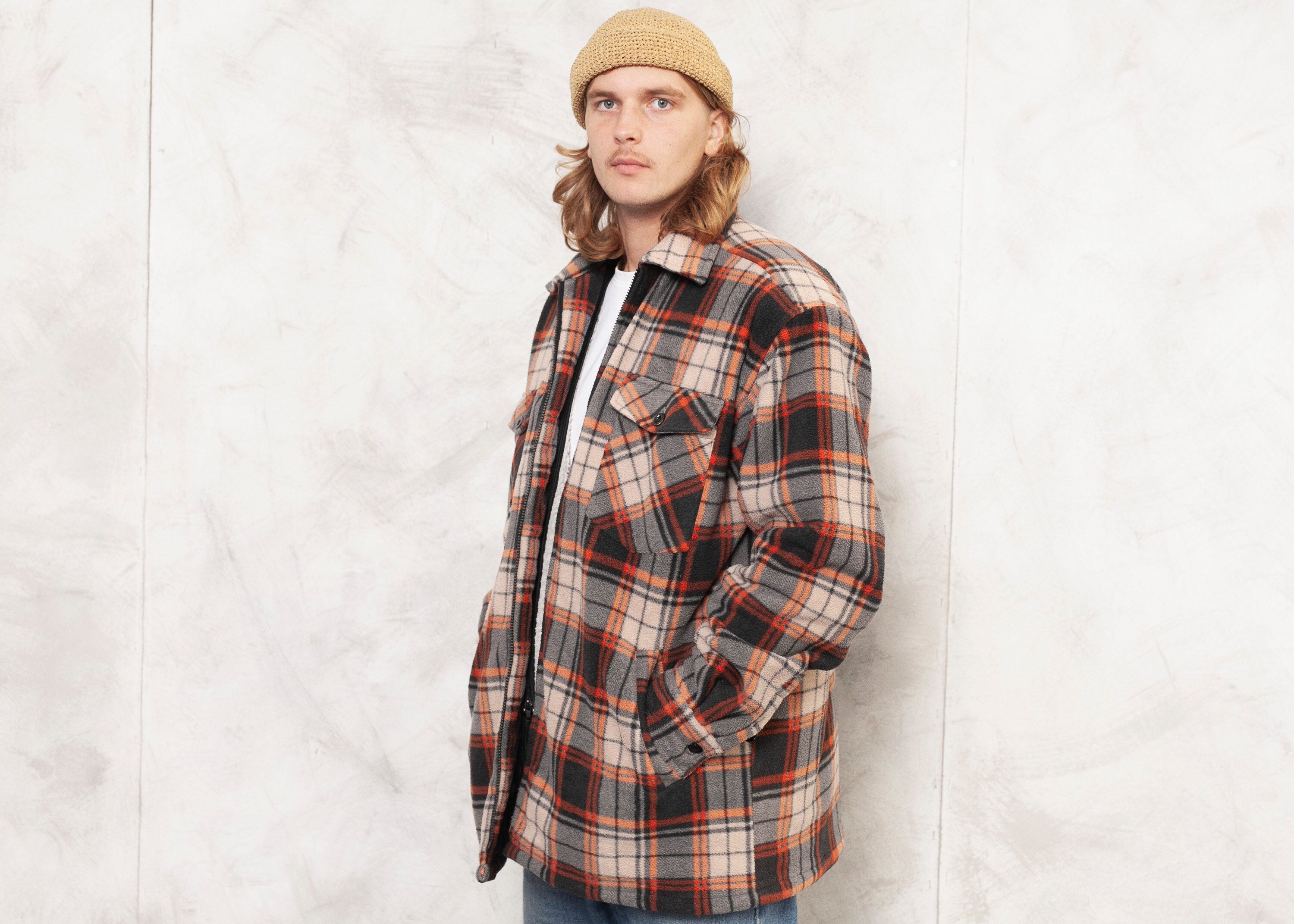 Padded Sherpa Shirt Insulated Shirt Plaid Shirt Jacket 90s Grunge ...