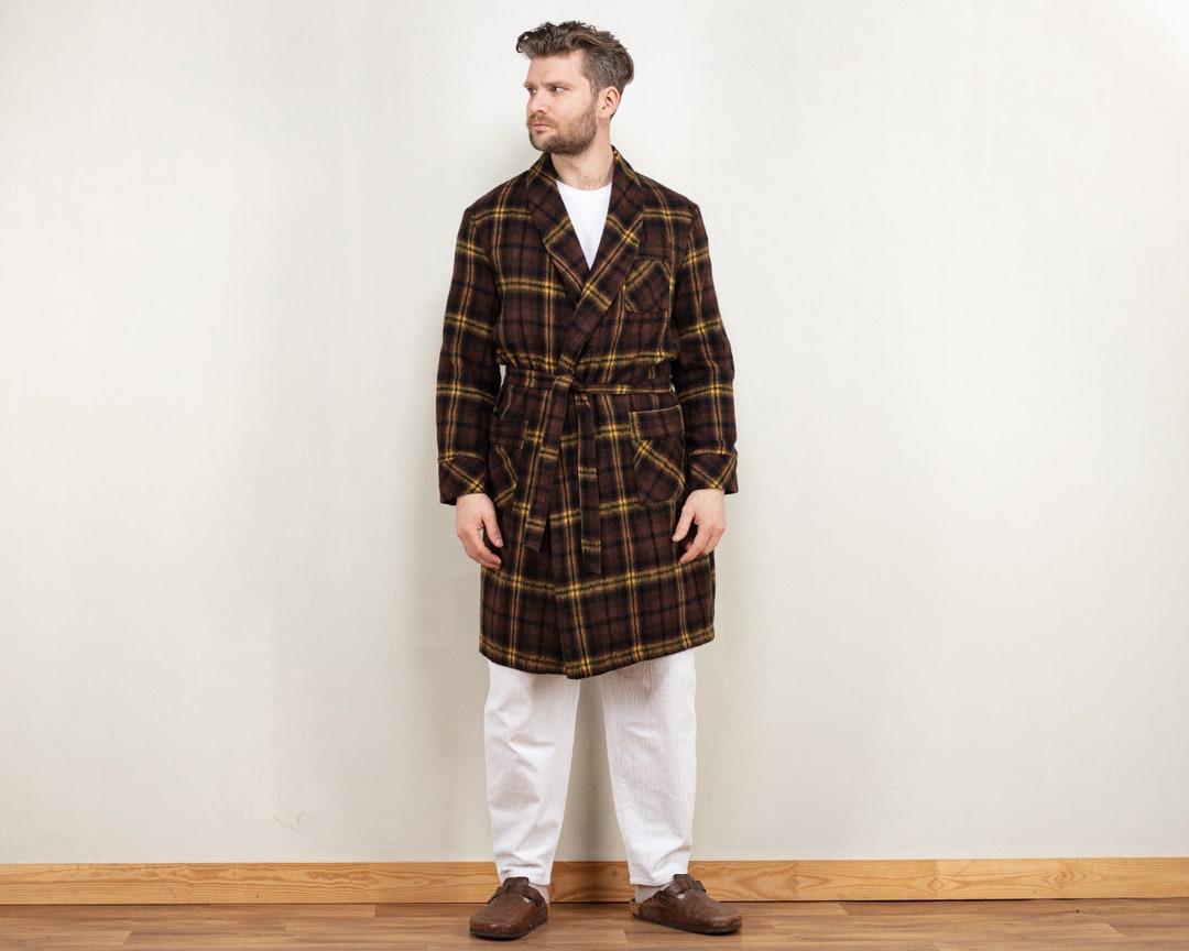Men Bathrobe Vintage 80's Dressing Gown Morning Robe Wool Etsy Australia