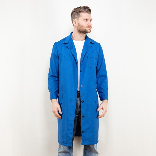 Deadstock Chore Coat work indigo 1990's men workwear outerwear blue mechanic jacket boyfriend gift canvas jacket warehouse size large l