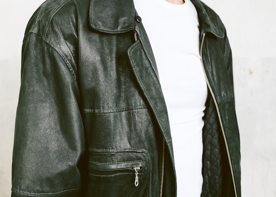 Vintage 80s Lederen Bomber jas. Mannen zwarte pilotjack vacht vlucht Aviator Jacket Men kleding Biker jasje. maat grote L Vintage 80s Lederen Bomber jas. Mannen zwarte pilotjack vacht vlucht Aviator Jacket Men kleding Biker jasje. maat grote L