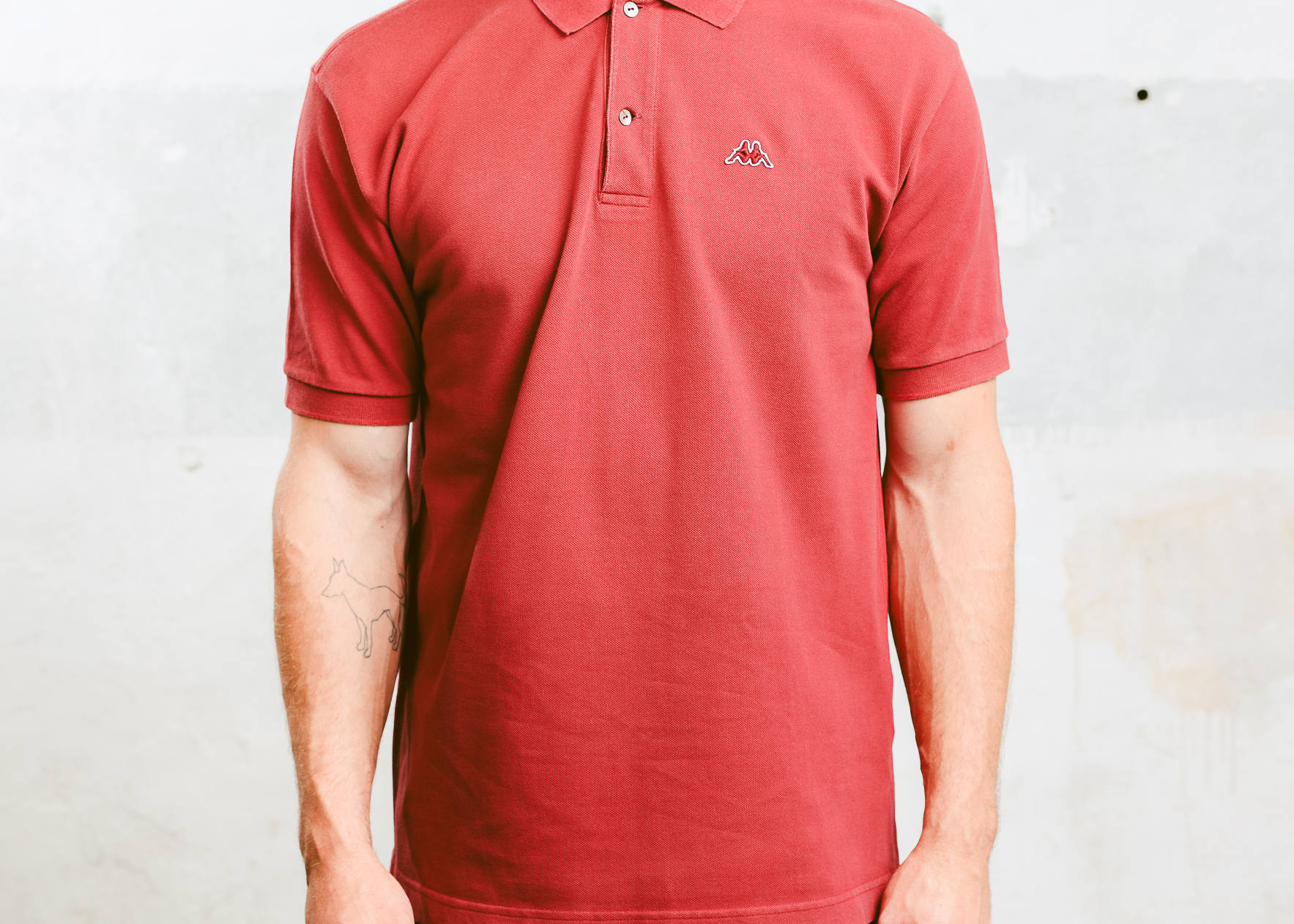 Men's KAPPA Polo Shirt . Vintage TShirt Red Golf Shirt 1990s Top Retro