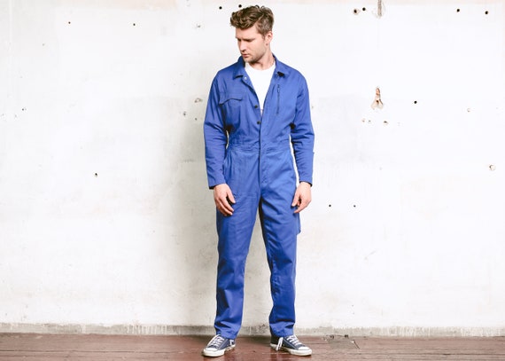 Vintage 90s Chore Overalls 90s Jeans Coveralls Men s Jumpsuit 1990s Blue Garage Car Mechanic Super Mario Outerwear Size Large L Etsy