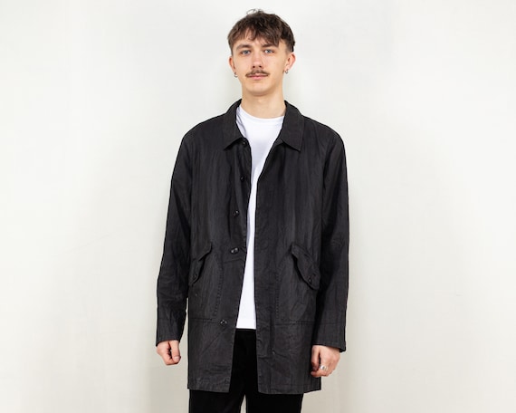 Wingshorns Trench Coat Men Vintage 00's Black Waxed - Etsy