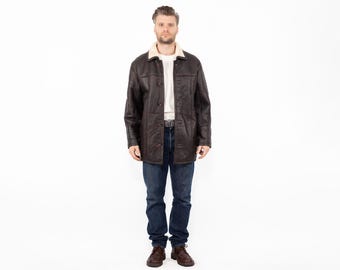90s Vintage Brown Sheepskin Coat Distressed Size M