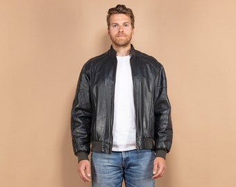 Cafe Racer Jacket, Size Large L, Retro Moto Jacket, Sleek Bomber Jacket, Leather Bomber Jacket, Motorcycle Jacket, 80's Outerwear