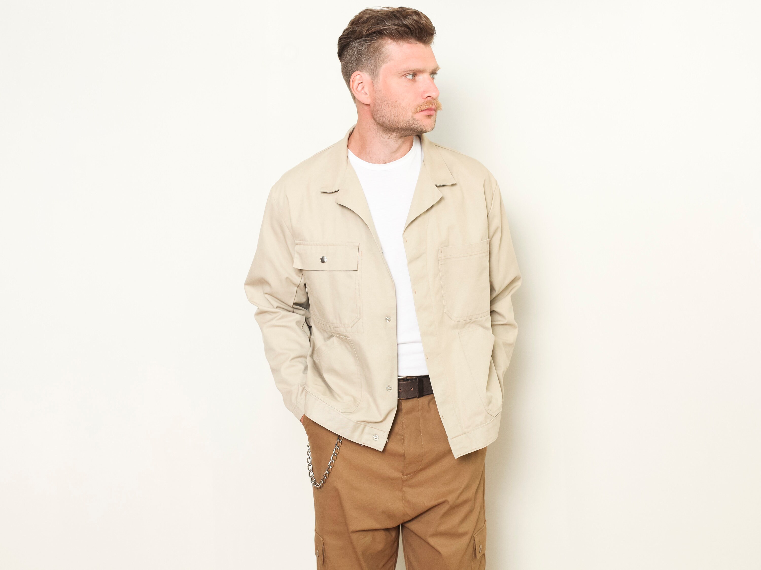 beige work jacket
