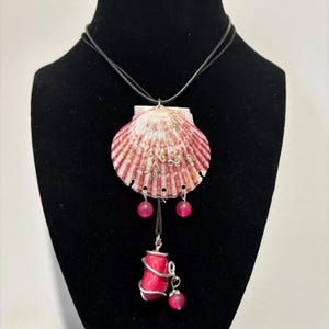 Imperfect Metal Seashell, crystal Necklaces One Of a Kind