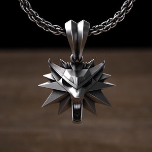 925 Sterling Silver Wolf School Emblem Necklace, Handcrafted Geralt of Rivia Pendant, Fantasy RPG Jewelry, Perfect Gift for Gamers & Fans