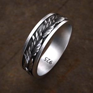 Laurel Wreath Ring 925 Sterling Silver Handmade Victory Band Jewelry For Men, Ancient Greek Roman Symbol Ring Gift For Champions