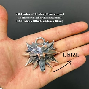 Actual Size Wolf School Medallion, 925 Sterling Silver Necklace Witcher Pendant, Fantasy RPG Gaming Jewelry Gift Men, Geralt Of Rivia Inspo