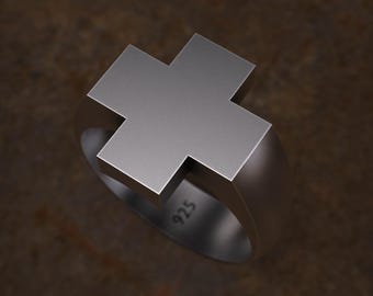925 Sterling Silver Minimalist Cross Ring, Dainty Religious Jewelry, Simple Christian Band Ring for Women and Men