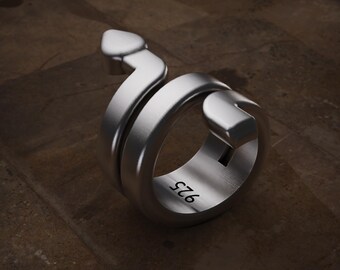 Snake Wrap Ring, 925 Sterling Silver, Handmade Serpent Ring, Gothic Animal Jewelry, Adjustable Snake Ring, Reptile Inspired Gift